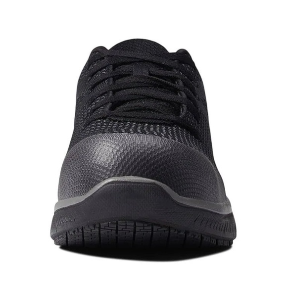 SKETCHERS SUMMITS SLIP RESISTANT WORK SHOE BLACK COMPOSITE TOE 10 STYLE 200098